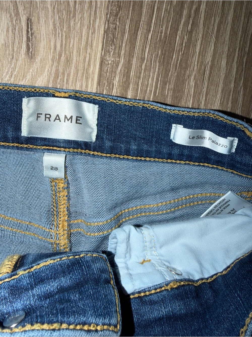 FRAME Le Slim Palazzo High Rise Wide Leg Jeans Medium Wash Size 28 - Picture 10 of 10
